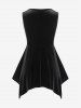 Gothic Lace-up Handkerchief Floral Lace Panel Tank Top -  