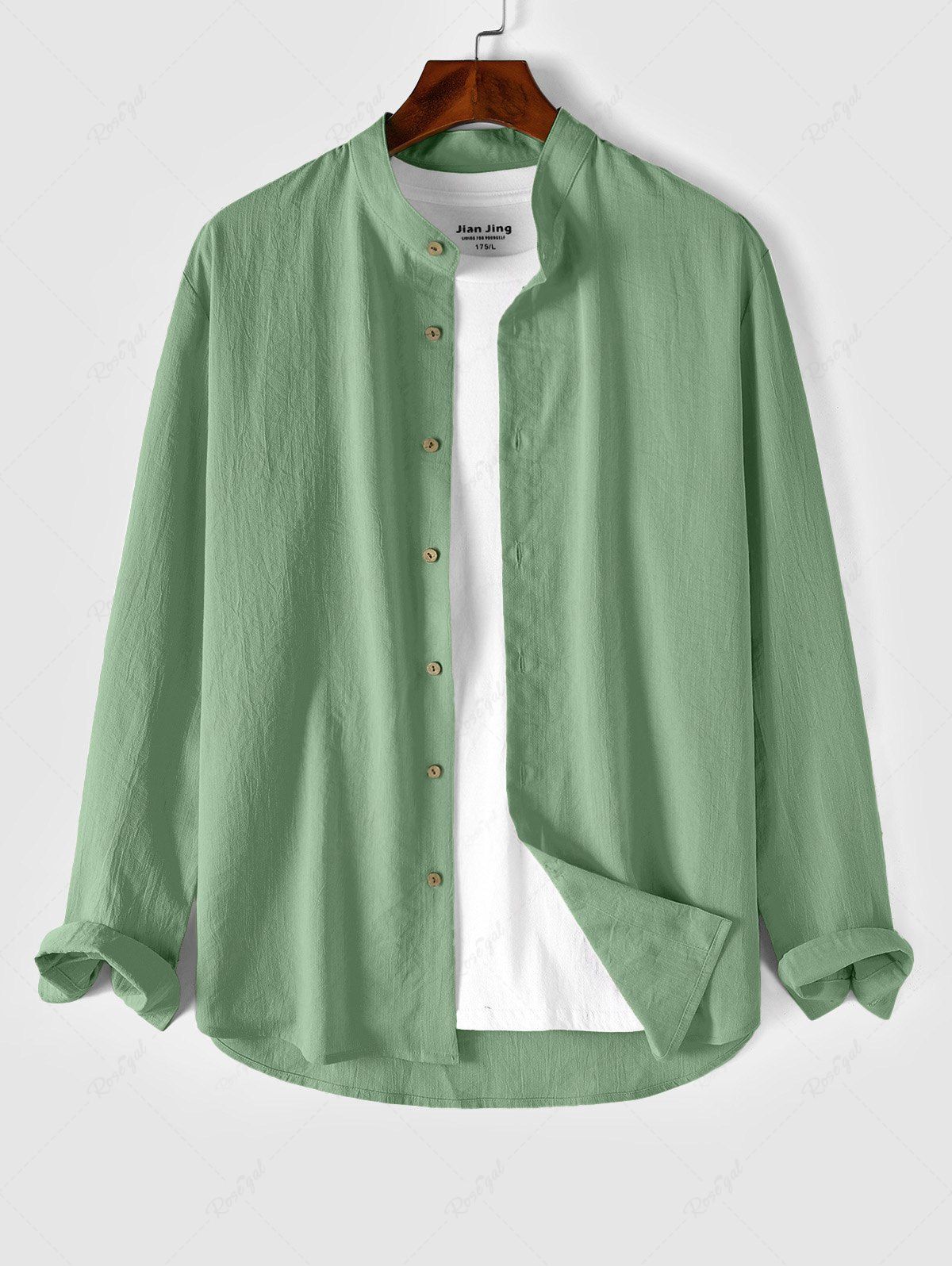 Fancy Cotton and Linen Textured Long Sleeves Basic Shirt  