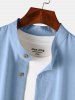 Chemise de Base Texturée en Coton et en Lin à Manches Longues - Bleu clair XXL
