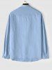 Chemise de Base Texturée en Coton et en Lin à Manches Longues - Bleu clair XXL