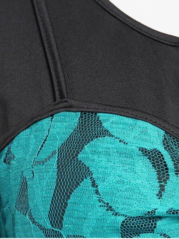 Plus Size Chain Panel Twisted Double Layered Lace Dress