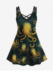 Gothic Octopus Print Crisscross Cami Dress - 1x | Us 14-16  