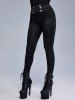 Gothic Studs Skinny Wide Waistband Pants -  