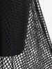 Gothic Fishnet Overlay Grommets Buckle High Low Skirt -  
