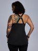 Gothic Grommets Chain Ring Decor PU Leather Straps Tank Top -  