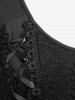 Gothic Lace Panel Lace-up Asymmetrical Top -  