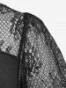 Gothic Sheer Lace Panel Cutout Contrast Ribbons Top -  