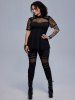 Gothic Sheer Fishnet Panel Grommets Buckle PU Leather Strap Top -  