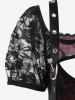 Gothic Lace Panel PU Leather Plaid Grommets Lace-up Cutout Crop Top -  