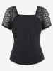 Gothic Lace Panel Lace-up Top -  
