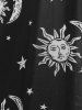 Ensemble de Robe à Bretelle Etoile Lune et Soleil Imprimés en Dentelle de Grande Taille à Lacets - Noir 4X | US 26-28
