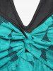Robe Superposée en Dentelle Insérée Grande Taille avec Chaîne - Vert 2X | US 18-20