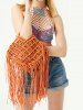 Hollow Out Handmade Braided Tassel Design Beach Tote Bag -  