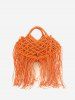 Hollow Out Handmade Braided Tassel Design Beach Tote Bag -  