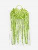 Hollow Out Handmade Braided Tassel Design Beach Tote Bag -  