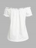 Vintage Lace Up Layered Asymmetric Top And Off The Shoulder Ruffles Short Sleeve T-shirt Set -  