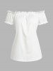Vintage Lace Up Layered Asymmetric Top And Off The Shoulder Ruffles Short Sleeve T-shirt Set -  