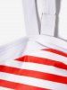 Stripe Print Padded Cinched Flounce Skorts Tankini Swimsuit -  