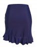 Stripe Print Padded Cinched Flounce Skorts Tankini Swimsuit -  