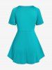 Plus Size Surplice Ruched Short Sleeves T-shirt -  