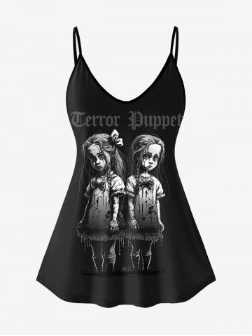 Gothic Blood Girls Print Cami Top (Adjustable Shoulder Strap) - BLACK - 4X
