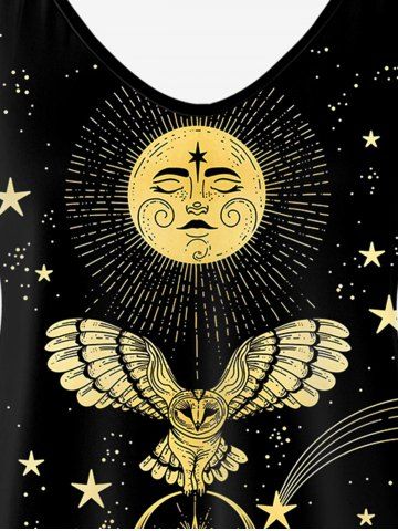 Plus Size Sun Moon Cloud Stars Eagle Print Cami Top (Adjustable Shoulder Strap)