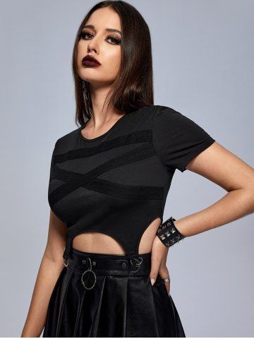 Gothic D-ring Gartered Cropped T-shirt
