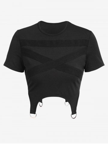 Gothic D-ring Gartered Cropped T-shirt
