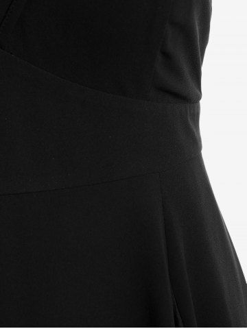 Gothic Lace Godet Crisscross Strappy Handkerchief Hem Chiffon Maxi Dress