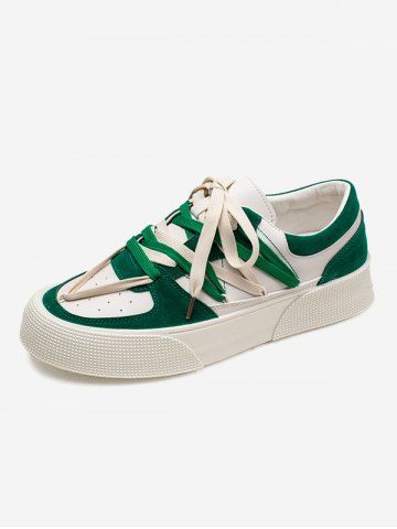 Breathable Colorblock Thick Bottom Board Shoes - SHAMROCK GREEN - EU 41