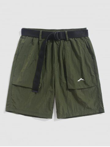 Mountain Pattern Casual Shorts - DEEP GREEN - XL