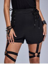 Gothic Lace-up Rings Garter Shorts -  