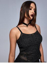 Gothic Guipure Lace Applique Sheer Mesh Camisole (Adjustable Straps) -  