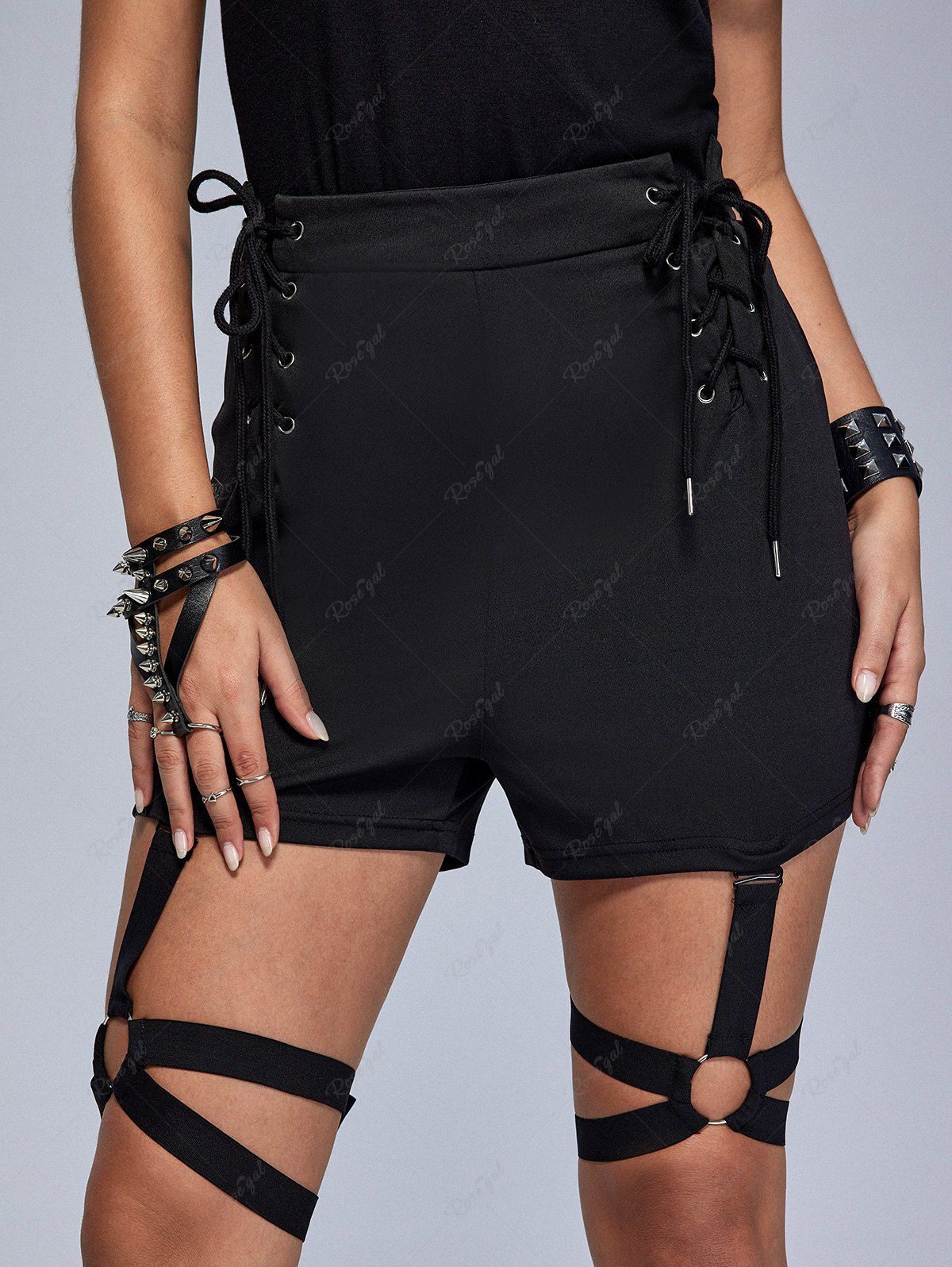 Store Gothic Lace-up Rings Garter Shorts  