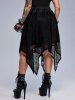 Gothic Cinched Ruched Lace Asymmetrical Skirt -  