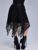 Gothic Cinched Ruched Lace Asymmetrical Skirt -  