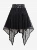 Gothic Cinched Ruched Lace Asymmetrical Skirt -  