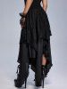 Gothic Lace Overlay Layered Handkerchief Hem Midi Skirt -  