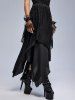 Gothic Lace Overlay Layered Handkerchief Hem Midi Skirt -  