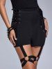 Gothic Lace-up Rings Garter Shorts -  