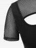 Gothic Fishnet Mesh Panel Cutout Ring Top -  