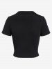 T-shirt Gothique Court Découpé Embelli de Chaîne avec Trou de Serrure - Noir 2X | US 18-20