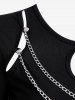 Gothic Keyhole Cutout Chain Embellish Cropped T-shirt -  