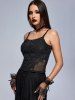 Gothic Guipure Lace Applique Sheer Mesh Camisole (Adjustable Straps) -  
