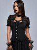 Gothic Lace Panel Frilled Cutout Top -  