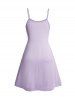 Plus Size Colorblock Plain High Waist A Line Mini Dress And Lace Tied Front Top Set -  