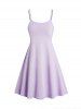 Plus Size Colorblock Plain High Waist A Line Mini Dress And Lace Tied Front Top Set -  