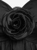 Haut Gothique Fleur à Epaule Dénudée à Volants - Noir M | US 10