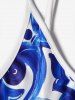 Robe Plongeante à Imprimé Florale à Bretelles Fine à Dos Nu - Bleu L