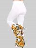 Plus Size Flower Leaves Print Flare Pants -  